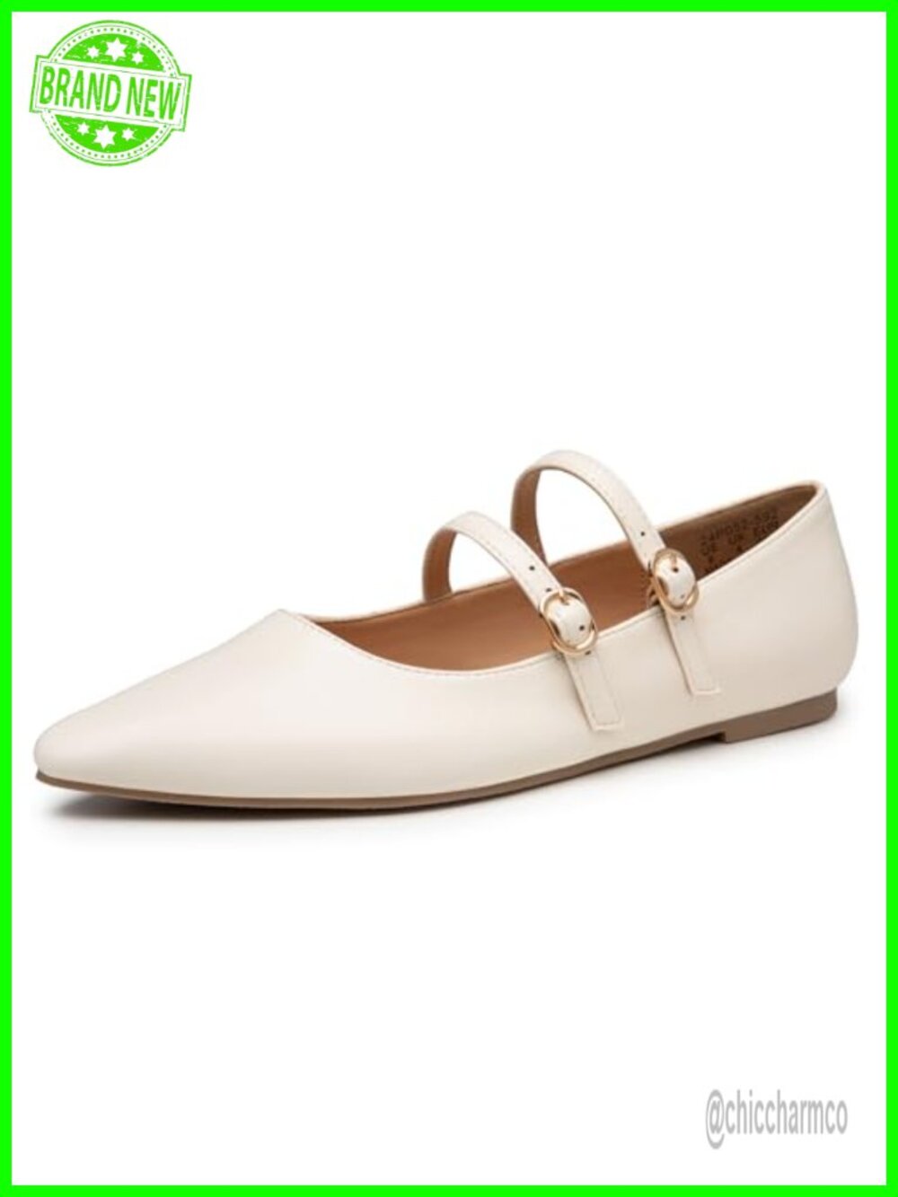 Women's PU Leather Mary Jane Flats Pointed Toe Slip On Dressy Walking Shoes